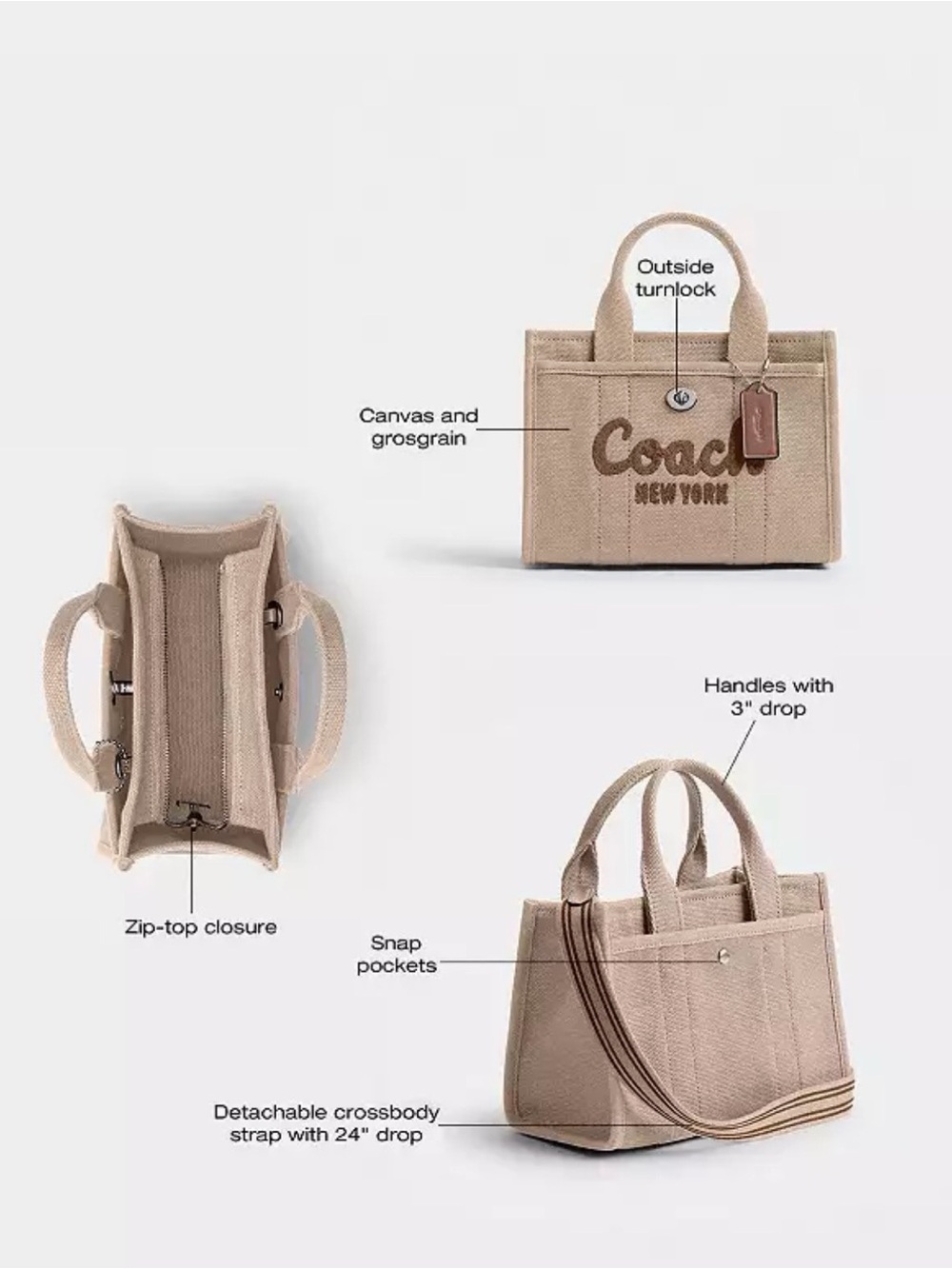 Coach Raspberry Pink Canvas Mini Tote with Detachable Strap - Picture 9 of 9